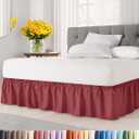 Wrap Around Dust Ruffle Bed Skirt - Burgundy - for Queen Size Beds with 18 Inch Drop - Elastic Strap - Adjustable Pleated Bedskirt with Brushed Fabric and Wrinkle Free - for Women, Men, Kids & Teens