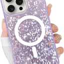 for iPhone 16 Pro Max Case Glitter, Compatible with Magsafe, Bling Sparkly Shiny Diamond Grid for Women Girls Protective Magnetic Phone Cover, Purple