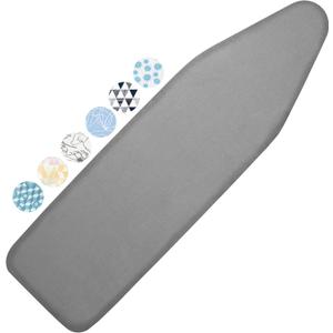 Ironing Board Cover and Pad, 15x54 Standard Size Thick Iron Padding, Scorch & Stain Resistant Ironing board cover, Heavy Duty Iron Board Padded with Adjustable Fasteners Durable Elastic Edge, Grey (Gray)