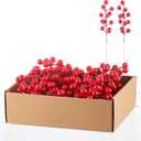 Christmas Tree Decorations, Artificial Red Berry Stems 6.5inch Christmas Berry Picks with Holly Berries for Xmas Winter Holiday Home DIY Ornaments