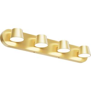URSOLA 4 Light Bathroom Vanity Light, LED Gold Wall Light Fixtures, Up and Down Rotatable Dimmable 27 inch Bathroom Lighting Fixtures Over Mirror