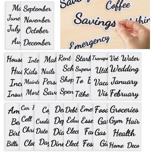 80 Cash Envelope Label Stickers - Black Bold Budget Binder List Labels for Monthly Finance Planner & A6 Cash Binder, Budgeting Category Clear Stickers for Budget Wallet, Money Coupon Organizer