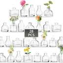 Hewory Mini Bud Vases for Centerpieces: 28pcs Small Glass Vase Bulk - Clear Tiny Vases for Wedding Baby Shower Birthday Party Events Table Decor