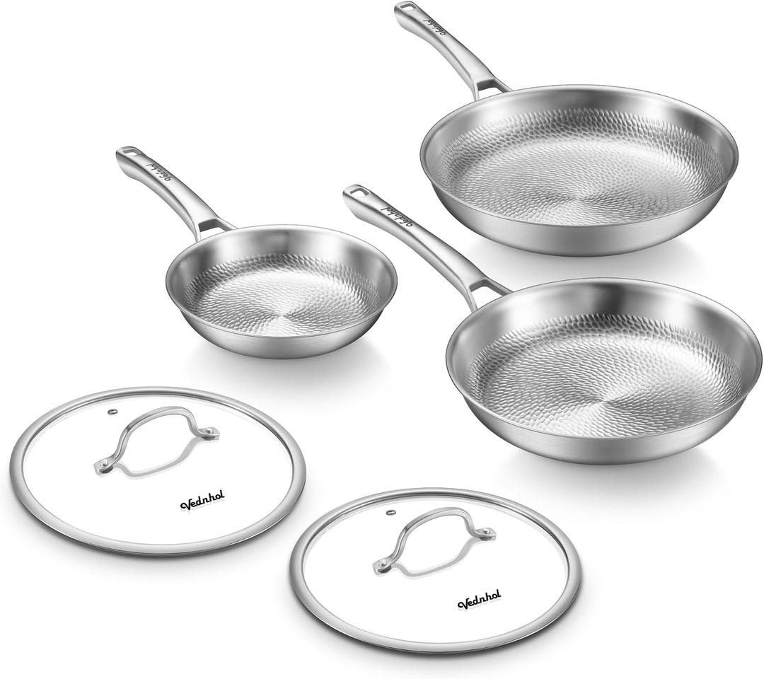 Titanium Pans for Cooking, 8/10/12 Inch Non-Toxic Frying Roaster with Lid