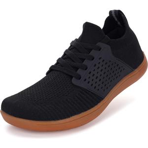 WHITIN Men's Wide Minimalist Barefoot Sneakers | Zero Drop | Midfoot Stability (14 Wide, W85 Classic Black Gum)