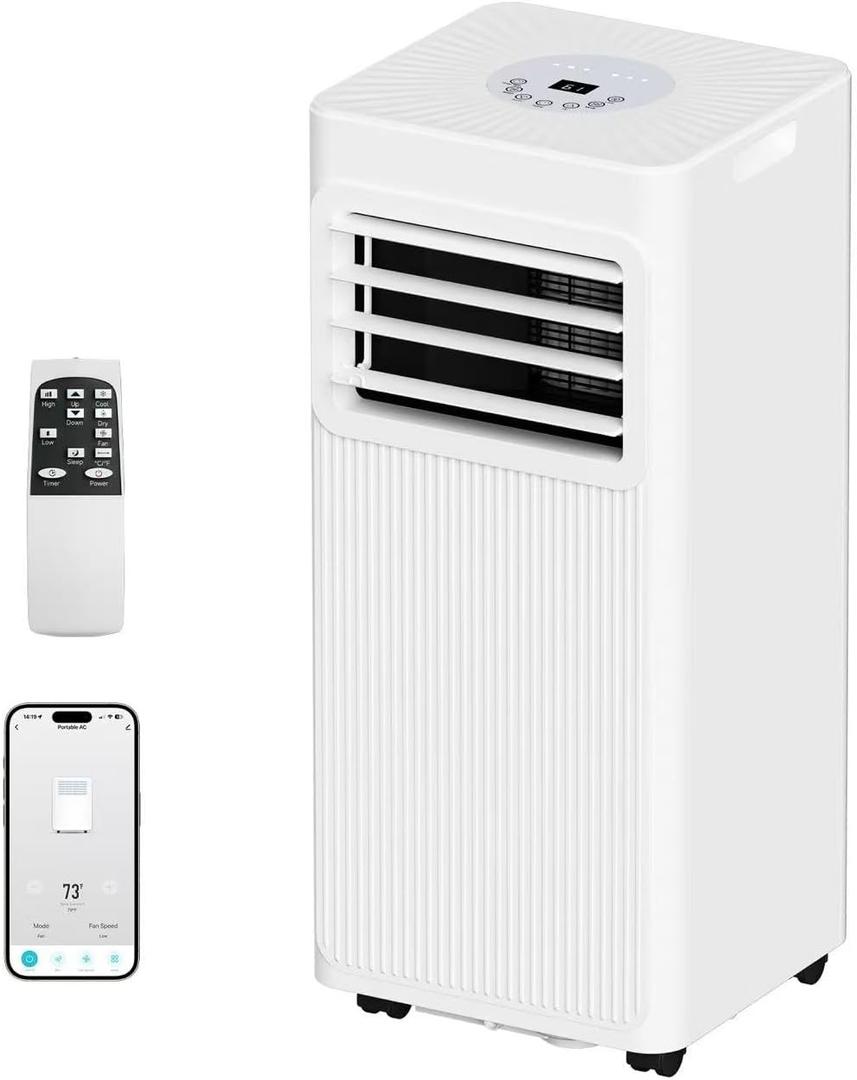 Portable Air Conditioners 16,000 BTU 5-in-1 Air Conditioner Portable Up to 850 Sq.Ft., Portable AC Unit with Cool, Fan, Dehumidifier, 24H Timer, Sleep Smart WiFi Remonte Installation Kit Included