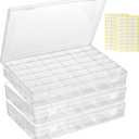 3 Pcs 36 Large Grids Clear Plastic Organizer Box with Adjustable Dividers Craft Organizers Box for Bead,Jewelry,DIY Crafts,Art,Small Items Storage (Clear-3pack-108 Grids)