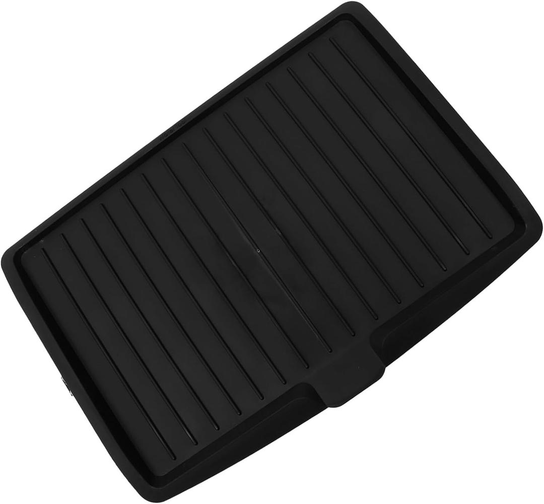 Dish Drainer and Microwave Grease Tray, Large Plastic Draining Board with Non-Stick Cover, Black Drying Rack Tray, Large Draining Tray with Side Drop Slope Diversion for Pots, Bowl, Cup, Kitchenware
