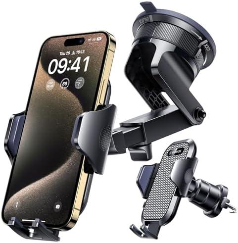 [True Military-Grade] Car Phone Holder VANMASS [Upgraded Strongest Suction&Clip] Cell Phone Mount for Dashboard Windshield Vent Kit, Truck Cradle Stand for iPhone 18 Pro Max 17 16 15 Android,Ink Black (Missing parts)