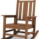 SERWALL Oversized Outdoor Rocking Chair, Patio HDPE Rocking Chair, Brown | Heavy Duty Front Porch Rocker, All Weather Rocking Chairs for Adults, Durable
