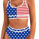 BMJL Women's High Waisted Bikini Sets Sporty Two Piece Swimsuits Color Block Cheeky High Cut Bathing Suits, Size XL