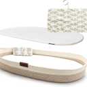 Baby Changing Basket, Portable Diaper Changing Pad, Moses Basket for Newborns, Changing Table Topper for Baby Nursery, Waterproof Travel Pad Cover (White Beige)