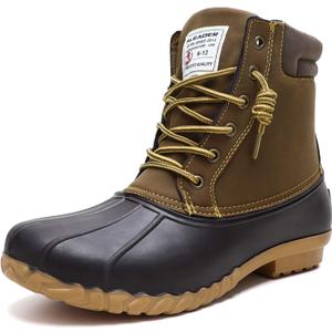 ALEADER Mens Duck Boot | Waterproof Shell | Fur Lined Insulated Winter Snow Boot (11, Brown/Tan)