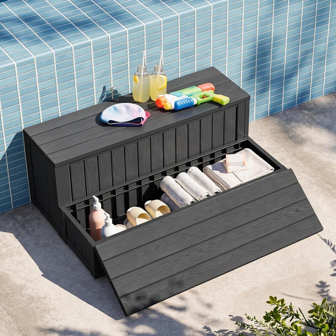 36.6 Hot Tub Steps with Storage, 780 lbs Load Capacity Heavy Duty Outdoor Spa Steps with No-Screw Snap Assembly, Non-Slip Universal Hot Tub Stairs for Spa, Pool, Patio, RV, Porch & Indoor Use, Black