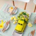 KI Store Yellow Truck Spring Easter Decor 12-Inch Vintage Metal Truck with Artificial Flowers Eggs for Easter Spring Decoration Table Centerpieces Mantel Display