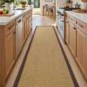 DEXI Jute Hallway Runner Rug 3x7, Woven Braided Natural Fiber Non Slip Runner Inside, Farmhouse Runners Carpet Indoor for Entryway Kitchen Luandry, Natural/Brown