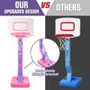 SUPER JOY Toddler Pink Basketball Hoop for Kids 1-3,2-4 5 Years Old, Adjustable Mini Hoop Set for Indoor Outdoor Play, Portable Basketball Goal Balls Sports Toys for Little Boys Girls Birthday Gifts