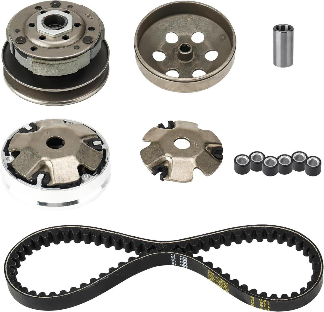GY6 50cc Performance Clutch Kit, fit for GY6 50cc 4 Stroke 139QMB Engine Scooter ATV, includes Front Clutch Assembly and Variator Assembly with 669 belt