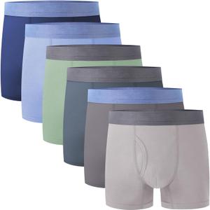 BAMBOO COOL Boys' Boxer Briefs 6-18Y Underwear Moisture-Wicking Lightweight and Ultra Soft 6-Pack (Medium, Light Grey,aqua,blue Ashes,dark Blue,grey,baby Blue(6-pack))