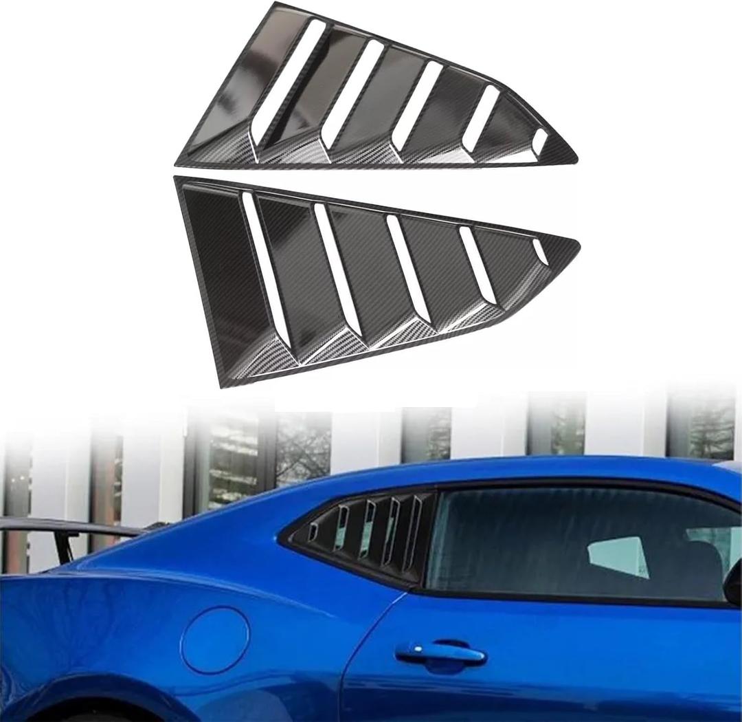 Rear Side Window Louvers Compatible with Camaro 6th Gen 2016 2017 2018Sport Decoration Accessories Air Vent Scoop Louver Window Scoop Louver Cover Carbon Black