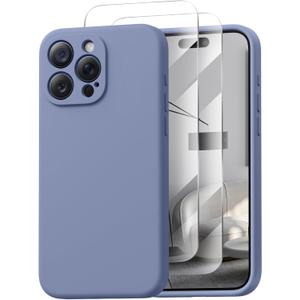 Magnetic for iPhone 15 Pro Case, Compatible with MagSafe, with 9H Nano Screen Protectors, Full Camera Protection, Silicone Shockproof Microfiber Lining Phone Case 6.1", Lavender Gray