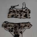 SOLY HUX Women's Lingeries Floral Mesh Sheer Matching Bra and Panty Set Boudoir Outfits Nightwear 2 Piece (Large)