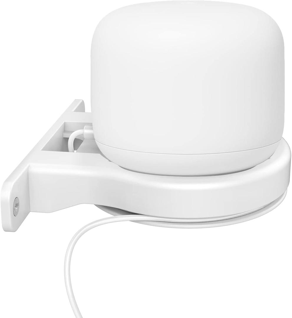 Delidigi ABS Wall Mount Compatible with Google Nest WiFi Router- AC2200 Bracket Holder Shelf for Nest WiFi Point [Built-in Cable Management] (White) (1 Pack)
