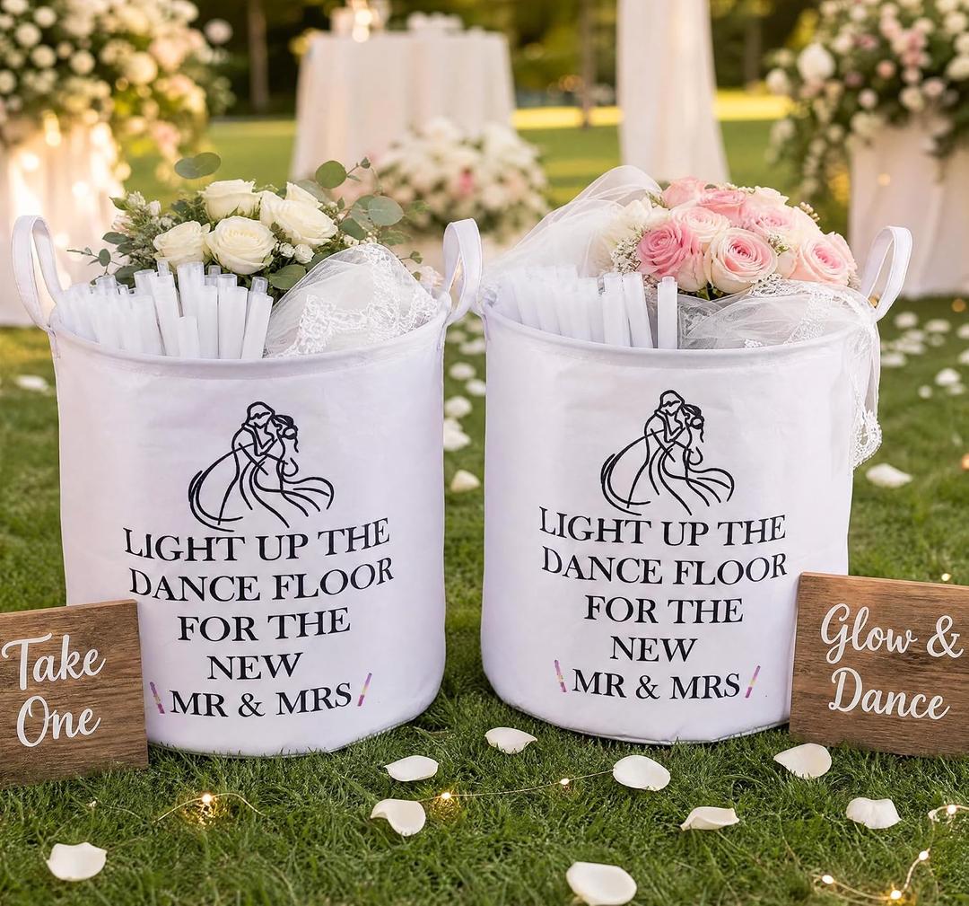 2 Pack White Wedding Baskets with Handles, Large 16 Inch Wedding Baskets | for Holding Flowers, Glow Sticks, Flip Flops, Sunglasses, Blankets Perfect for Picnic, Party Decor, Favors, Gift