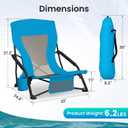 SUNW 2 Pack Blue Low Back Folding Beach Chair, 300lbs Lightweight Portable Camping Chair with Cup Holder