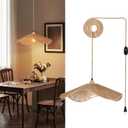 Arturesthome Plug in Pendant Lighting Hanging Lights with Plug in Cord 16.4FT Dimmable Cord Hanging Lamp Boho Hemp Rope Woven lampshade for Dining Room Farmhouse (Bulb Included)