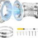 Magnetic Dryer Vent Hose Connector Kit Quick Coupling for Tight Space Including Flexible 3.3ft 4" Duct & two Clamps Easy to Clean for Laundry Room,Apartment Secadora Pipe Connection Exhaust Coupler