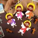 Frienda 48 Set Easter Jesus Loves You Craft Religious Craft Kit Make a Jesus Christian Ornament Stickers Bulk DIY Arts for Fun Easter Party Home Activities Decors