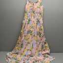 GRACE KARIN Women's 2025 Summer Floral Boho Dress Square Neck Strapped Swing A Line Sundress Beach Long Maxi Outfits, Size S