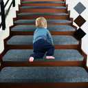 Bullnose Self-Adhesive 9"X36" Stair Treads Carpet Non-Slip and Perfect for Indoor Wooden Steps, Washable and Removable Stair Rugs for Elders and Dogs, Set of 15, Dark Grey
