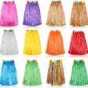 Grass Skirt Hawaiian Luau Hula Skirts Party Decorations Favors Supplies Grass Skirts for Adult Elastic Hibiscus Flowers Tropical Skirt, Party, Birthday, Celebration 60CM 12Pack Multicolored,