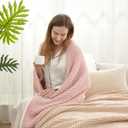 Snuggle Sac Pink Waffle Throw Blanket for Couch Bed Sofa 60x80 inches, Reversible Pink Blanket Microfiber Fluffy Fuzzy Cozy Knit Twin Blanket for Women Mothers Birthday Gifts