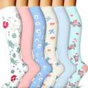 6 Pack Copper Compression Socks for Women and Men Circulation-Best Support for Medical, Running, Nursing, Athletic (Small-Medium)