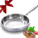 DELARLO Tri-Ply Stainless Steel Frying Pan, All Cooktops Compatible Up to 650, Oven Safe Induction Skillet, 12.5 inch Non toxic Cooking Surface, Fast & Even Heat, Durable Cookware