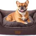 Makigued Rectangle Dog Bed for Medium Size Dog with Removable Washable Cover Pet Bed with Bolster Sides Non-Slip Bottom Pet Sofa Waterproof Lining Durable Pet Cuddler, Dark Brown 29x 23x 7.1 in