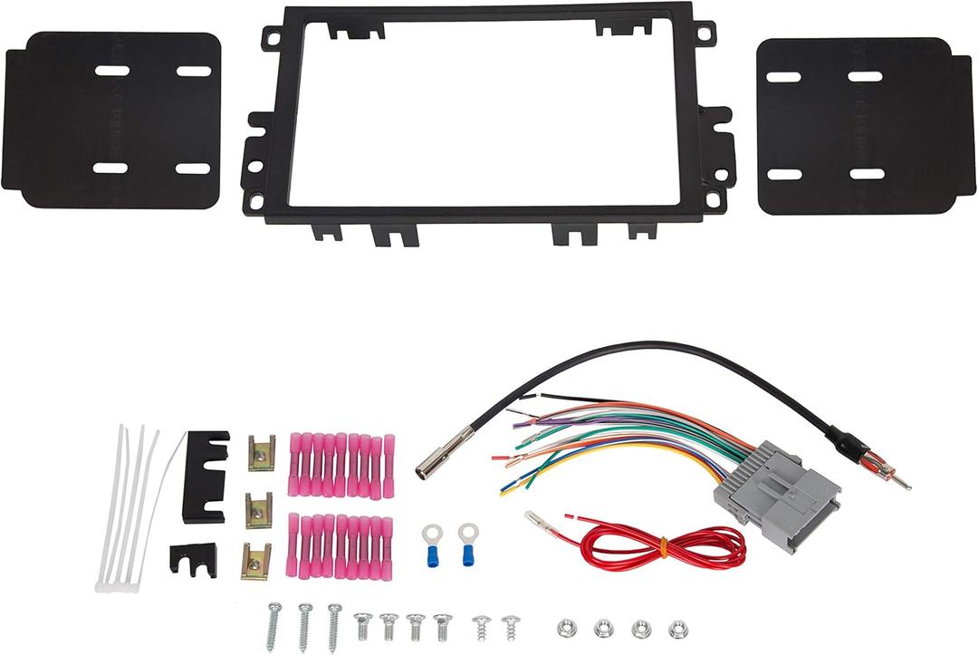 ECOTRIC Double DIN Installation Dash Kit W/Wire Harness Compatible with Select 1992-2012 Buick Chevy GMC Compatible Vehicles Listed Below