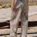 EXLURA Womens 100% Cotton Camo Pants High Waisted Straight Leg Baggy Denim Trousers Y2K Trendy Casual Forest Camo Cargo Jeans,XS