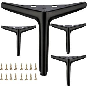 6 inch/15cm Matte Black Metal Furniture Legs Set of 4, Triangle Sofa Legs DIY Replacement for TV Stand, Sofa, Chair, Cabinet Cupboard