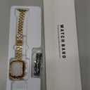 Slim Watch Band Compatible with Apple Watch 41mm 45mm 42mm 44mm 40mm 38mm Metal Stainless Steel Watchband Suitable for iWatch 10/9/8/7/6/5/4/3/2/1/SE Series Women Luxury Strap (Gold)