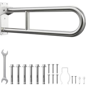 Toilet Grab Bar, Bathroom Safety Handrail Wall Mounted, 304 Stainless Steel Flip Up Folding Support Rail for Elderly Seniors and Handicap Assistance (30 Inch)