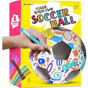 Dan&Darci Soccer Ball Coloring Kit for Kids - Soccer Gifts for Girls & Boys - Sports Gifts - 3 4 5 6 7 8 Year Old Boy Birthday Gift - Craft Kits for Kids Ages 4-8 Year - Boy Toys - Games Accessories