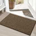 BEQHAUSE Dirt Trapper Door Mat 20" x 32", Non-Slip Washable Doormats Entrance Mat, Dirt Resistant and Absorbent Welcome Mat, Low Profile Floor Mats for Front Back Door and Entryway, Brown (1'8" x 2'8" (Rectangular))