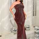 ZOMVA Plus Size One Shoulder Formal Evening Gowns Sparkly Mermaid Maxi Dress for Wedding Guest Cocktail Evening Party (XXXL)