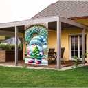 Winter Door banner Snowman Tree Wreath Scene 71x35 Inches (03)