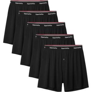 Boxers for Men Viscose from Bamboo Men's Underwear Boxer Shorts Breathable Mens Boxer, Loose Fit, Knit Pack (Black, M)