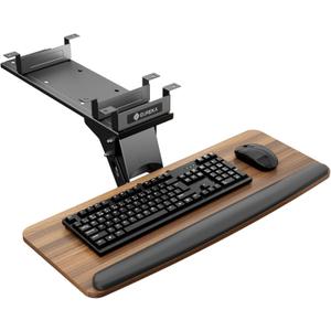 EUREKA ERGONOMIC Keyboard Tray Height Adjustable, Swivel Tilt Computer Keyboard Drawer Under Desk, 25x9.13'' Sliding Keyboard & Mouse Platform with Mouse Pad for Typing, Walnut (25 Inches)